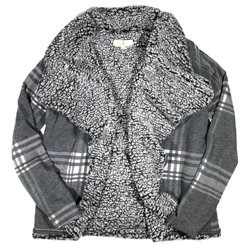 CLOSET CLEAR OUT Monarch Plaid Sherpa Cardigan